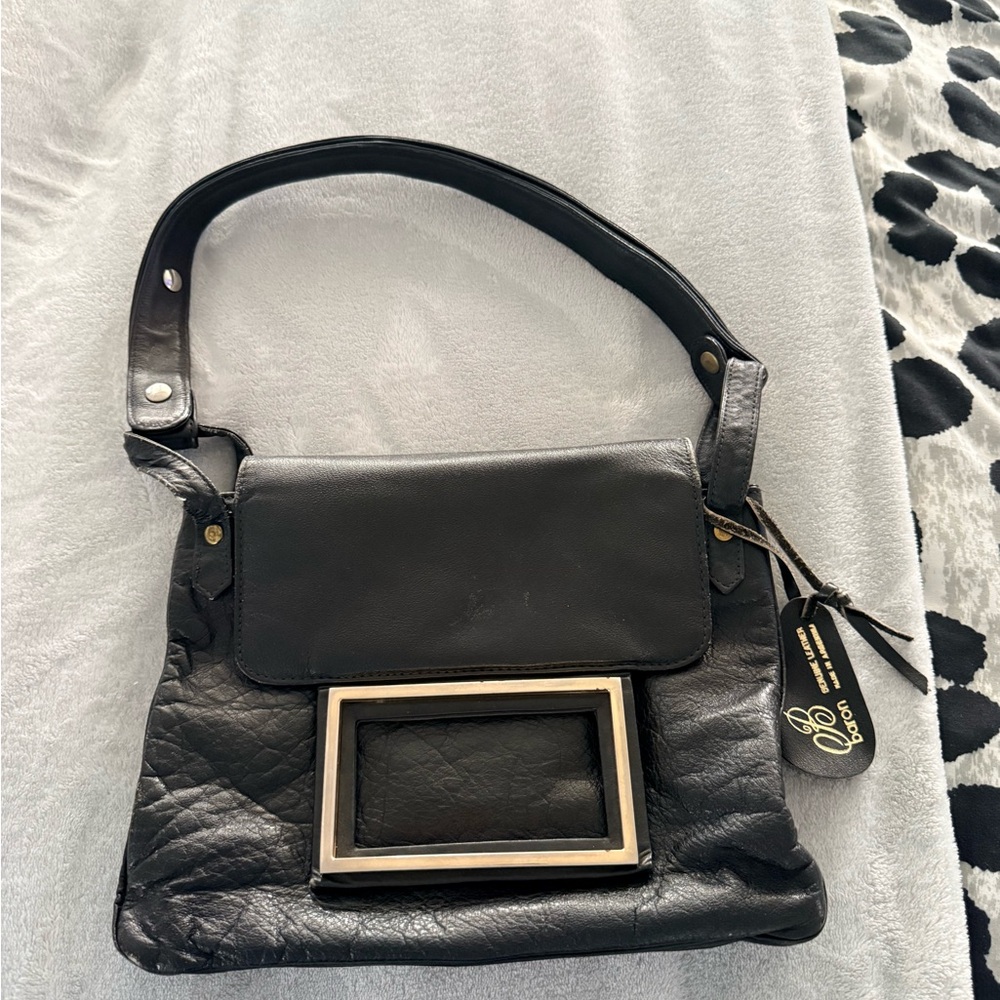 Baron Black Leather Shoulder Bag